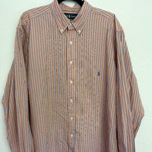 Men's Ralph Lauren Classic Fit Orange and Blue Oxford Shirt